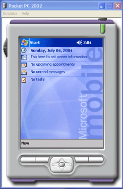 รูปแสดง Emulator ของ Pocket PC 2002