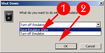 รูปแสดง การเลือกบันทึกสถานะของ Emulator ไว้