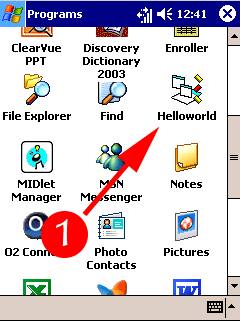รูปแสดง ไอคอนของโปรแกรมที่ถูกติดตั้งบนเครื่อง Pocket PC