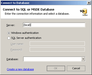 Connect to SQL or MSDE Database