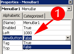 รูปแสดง การกำหนด Property ของ NewButton=False