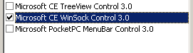 รูปแสดง การเลือกรายการของคอนโทรล winsock