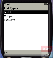 ListDemo MIDlet