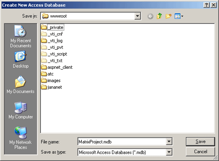 Creat New Access Database