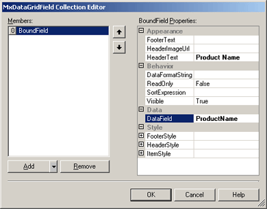 MxDataGridField Collection Editor