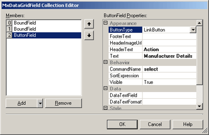 MxDataGridField Collection Editor