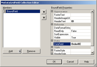 MxDataGridField Collection Editor