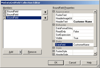 MxDataGridField Collection Editor